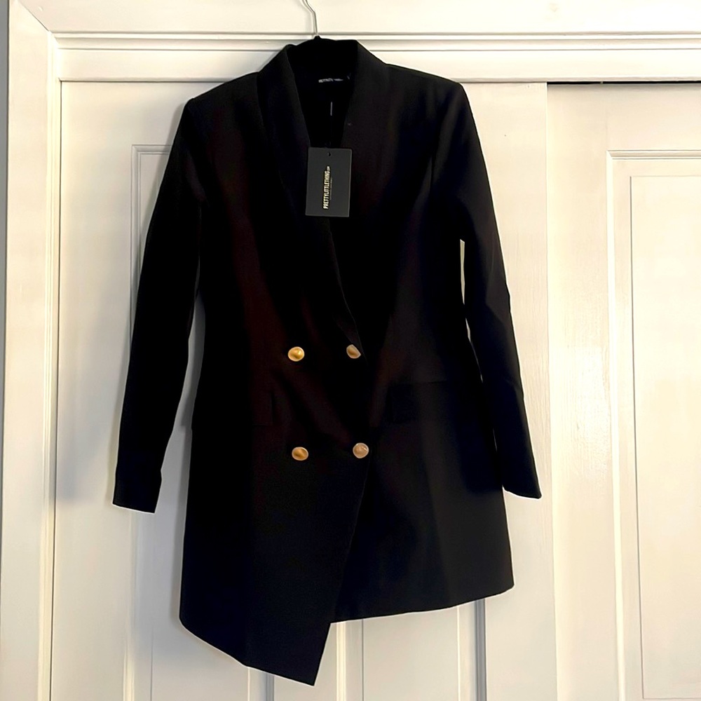 Double Breasted Black Blazer Dress